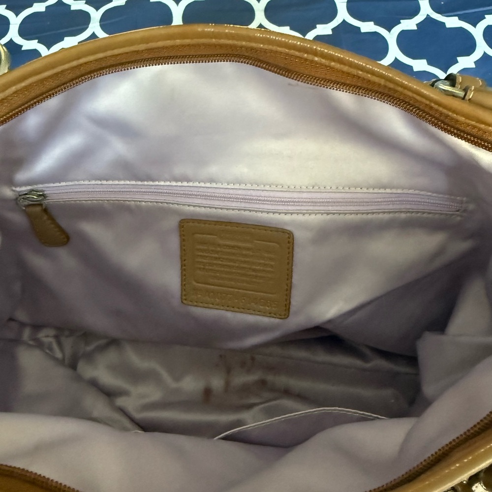 Vintage Coach Horse & Carriage Canvas Tote Brown Leather Trim Y2K Shoulder Bag - Picture 10 of 12